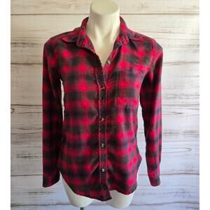 American Eagle Ahh-mazingly Soft Red Black Plaid Flannel Button Down Shirt XS
